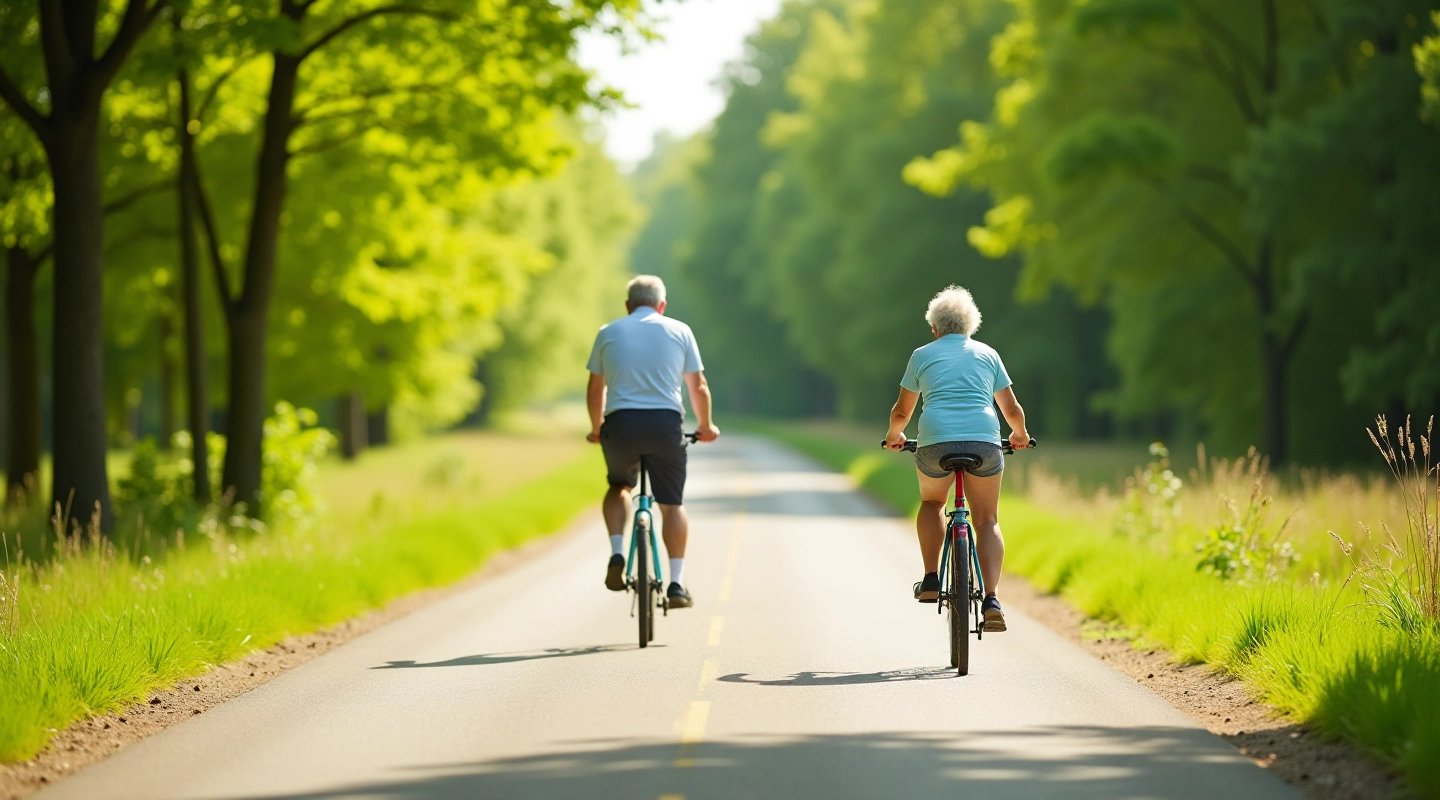 Pensionärid jalgratastega slbfitness teedel